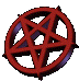 A red, spinning pentagram